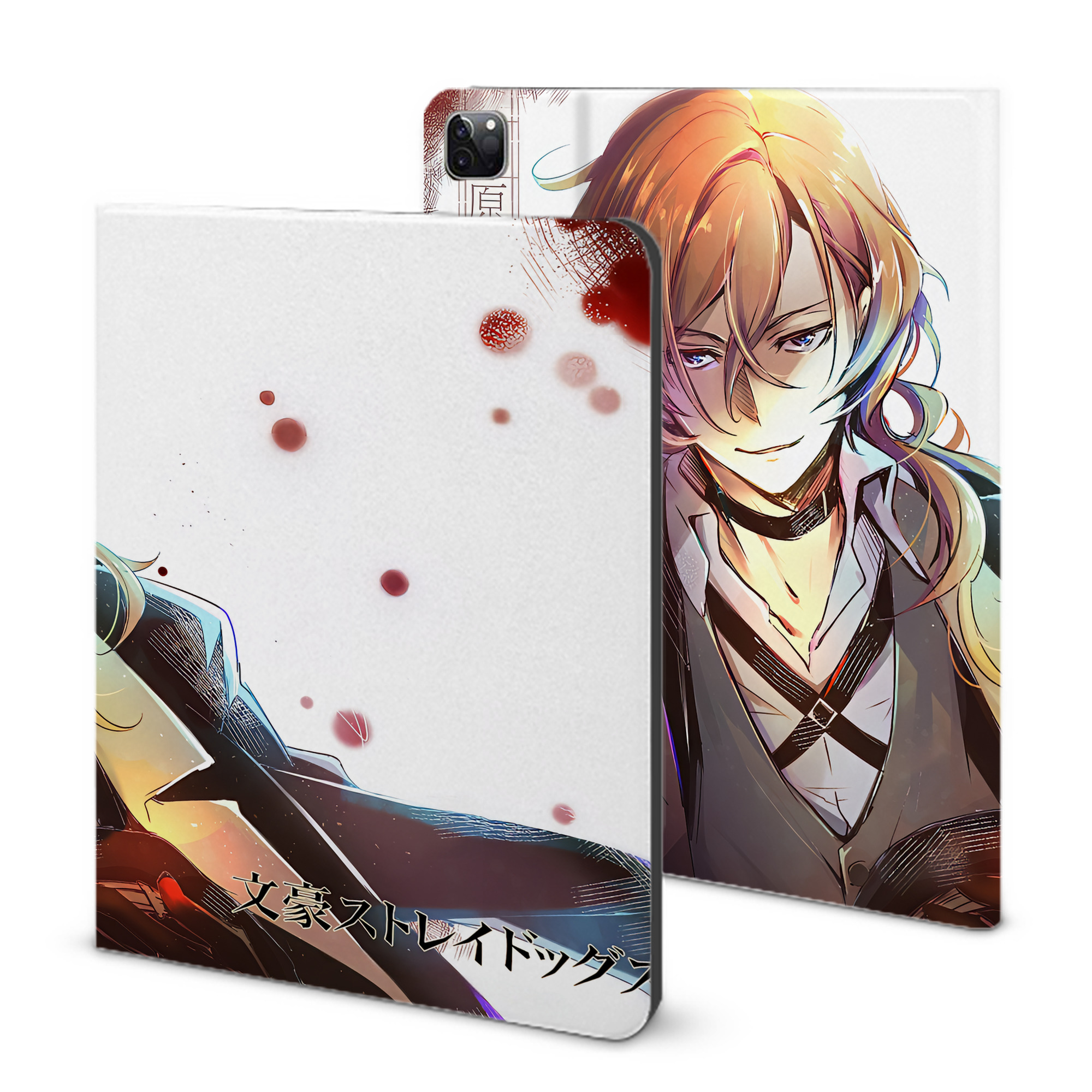（画像用） 文豪ストレイドッグス Bungo Stray Dogs IPad ケース ブック型 PUレザー TPU 耐衝撃 軽量 薄型 ペン収納なし 全面保護 IPad 各モデル対応